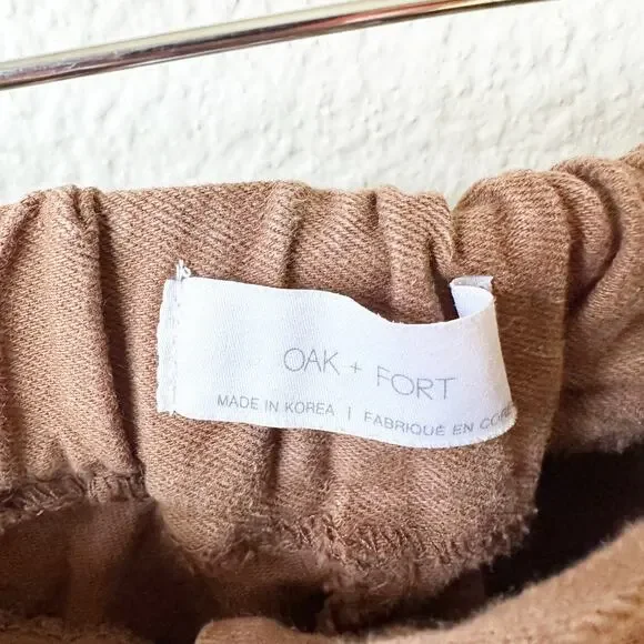 Oak + Fort Brown Wide Leg Raw Hem Pants sz M - Picture 3 of 8